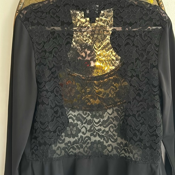 JSP polyester/lace/nylon short jacket. 22”long from shoulder to hem; 19”sleeve. - Picture 3 of 6